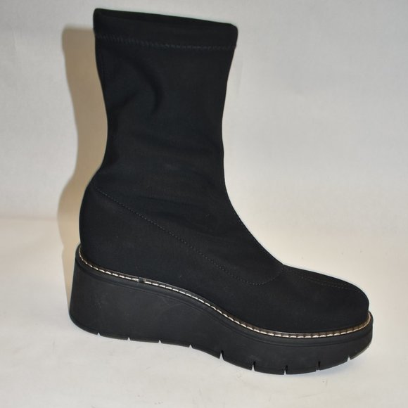 LA CANADIENNE GEORGINA Stretch Fabric Wedge Platform Bootie Size 6 M - Picture 7 of 11